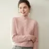 2026 Novo Estilo Camisa Básica de Tricô Cashmere Grossa e Quente com Três Fios para Mulheres com Mangas Longas e Design de Trança Canelada