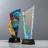 Trofeo de Metal, Vidrio y Cristal con Alas y Plumas Creativas, Modelo Nuevo 2023 para Premios de Reunión Anual, Grabado para Honrar a Empleados Destacados