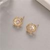 Jiexing brincos diy acessórios Camellia brincos nicho design brincos pérola temperamento socialite 925 agulha de prata