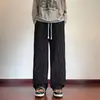 Calça Casual Retro Americana Masculina Outono 2025 Nova Calça de Moletom Reta Solta Calça Esportiva Masculina de Veludo
