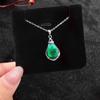 Collar de plata de ley S925 con cristales verdes para mujer, estilo retro antiguo, elegante, con circonitas en forma de gota, personalizado y moderno, cadena de clavícula.