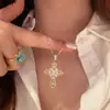 Joyería con Colgante de Cruz con Borlas, Fresca y de Moda, Elegante Accesorio de Collar, Cadena de Clavícula Elegante y Genial, Versátil