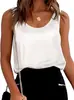Camisa Feminina de Cetim Sem Mangas Marca Independente Amazon Gola Redonda Exportação Cetim Alta Elasticidade Regata Adequada para o Trabalho e Pode Ser Usada por Fora