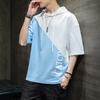 Camiseta Masculina de Manga Curta Verão Nova Estilo Coreano Solta Casual Moletom Costura Tendência Camisa Básica de Meia Manga AliExpress