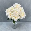 Flor de simulação flor de rosa artificial 9 cabeças buquê de rosa com diamante simulação com folhas decoração de casamento decoração de casa flor artificial