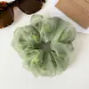Nudo para el Cabello de Malla Satín Verde 2026 con un Toque de Lujo, Estilo Coreano Suave Scrunchie para Cola de Caballo Baja