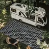 Em estoque, entrega rápida, tamanho pequeno e médio, tapete clássico geométrico ecológico para área externa de motorhome feito de material PP, adequado para famílias e animais de estimação
