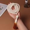 Explosões de som de chocalho Pulseira de raiz de Bodhi de Jade Branco 8*10mm contas barril com pingente de lótus de jade branco fábrica atacado