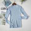 Suéter Feminino Novo Primavera e Outono Gola Alta Meia Manga Slim Fit Manga Longa Versátil Elegante Malha