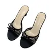 Sandálias de salto alto de renda, novo estilo de verão emagrecedor, sapatos de salto alto com laço estilo fada, sandálias peep-toe de salto agulha estilo francês