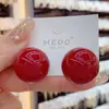 S925 Prata Agulha Nicho All-match Exagerado vinho vermelho Pérola Brincos Hong Kong Estilo Retro Internet Celebrant Brincos Avançados