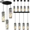 Lámpara de comedor de cristal de lujo ligero transfronteriza, candelabro estilo industrial americano enchufable, barra de bar, candelabro pequeño de hierro largo de tres cabezas