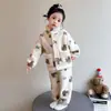 Pijama de forro polar coral para niños, engrosado para otoño e invierno, estilo nuevo, conjunto de franela para niñas y bebés, ropa de estar con cuello alto para niñas
