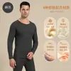 Roupa masculina gola redonda dupla face escovada térmica para usar por baixo calça comprida forrada com fleece espesso