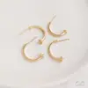 Aretes de Tuerca de Perla con Medio Orificio en Forma de C con Baño de Oro de 14K que Conservan el Color, Simples Hechos a Mano DIY, Materiales para Joyería