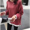 Otoño e Invierno 2024 Exportación Nuevo Sudadera Casual Japonesa y Coreana Falsa de Dos Piezas para Mujer Talla Grande Transfronteriza Top Holgado de Longitud Media
