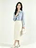 [Lana de Verano] Falda Fina de Verano para Mujer para Entrevistas, Falda de Traje Recta Blanca, Falda Larga Adelgazante para el Trabajo