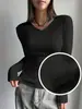 Moda Europea y Americana Transfronteriza para Mujer Versátil Color Sólido Cuello en V Casual Adelgazante Manga Larga