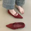Bico Fino Tira Fina Boca Rasa Fashion Versátil Aumenta Altura Estilo Festa Sapatos Baixos 2025 Nova Coleção Primavera Outono Estilo Coreano Sapatos Femininos