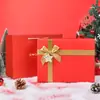 Caja de Regalo Navideña Roja Grande con Lazo Verde, Caja de Empaque para Regalo de Cumpleaños, Caja Vacía para Recuerdos al por Mayor