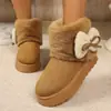 Zapatos Nuevos de Algodón para Invierno y Otoño, Botas de Nieve Cálidas con Suela Gruesa, Estilo Coreano de Caña Media, Cómodos, con Lazo, Talla Grande, Zapatos de Algodón