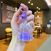 Cuentas de Burbujas Luminosas Rellenas de Aceite, Colgante Llavero Castillo de Cuento de Hadas, Adorno Botella de Arena Movediza, Colgante Pequeño para Mochila