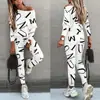 Otoño 2026 Nuevo Más Vendido Moda Femenina Europea y Americana Estampado de Letras Manga Larga Pantalón Largo Conjunto Casual