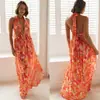 Estación de Mercancías Transfronteriza 2023 Amazon AliExpress Vestido de Tirantes Estampado con Cuello en V Nuevo para Mujer Sexy con Abertura