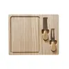 Juego de tabla de quesos de madera transfronteriza con cuchillo y tenedor tabla de pizza de queso bandeja para picnic al aire libre tabla de cortar de madera maciza tabla de cortar