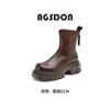 Botines Marrones Augusden para Mujer 2026 Nuevo Estilo Otoño e Invierno, Botines Cortos Forrados de Borrego con Suelas Gruesas, Botines Chelsea Ajustados