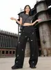Jeans Wide-Leg Ligeiramente Curvo com Bordado de Cachorro Fofo para Homens, Novos Calças Longas Casuais Soltas Frescas Estilo Japonês de Primavera para Mulheres