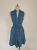 Vestido de comércio exterior europeu e americano feminino cowboy sem mangas decote em V profundo vestido de camisa com cadarço YY0005