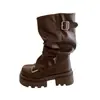 Botas Martin Estilo Britânico Vintage Femininas 2024 Novas de Verão Fundo Grosso Salto Bloco Botas Curtas Botas para Calças de Rua