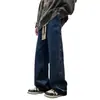 Calça jeans masculina de outono estilo americano, calça preta reta de peso pesado, calça longa casual versátil da moda para homens