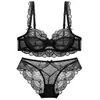 Conjunto de Ropa Interior de Encaje Transfronterizo para Mujer Estilo Pura Pasión Sujetador Push-Up Sexy Rojo Transpirable Delgado Talla Grande