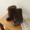 Botas de cuero de comercio exterior para niñas 20256, nuevas botas de moda de otoño e invierno a la altura del tobillo con ribete de pelo y suelas suaves, botas de moda