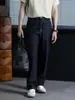 Estilo de Alta Qualidade! Calça Casual Masculina Clássica Retro Solta Reta de Sarja Lavada de Lyocell e Cânhamo