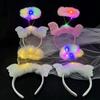 Diadema de Ángel de Corona de Peluche Brillante Luz Intermitente Estilo Hada Tocado para Mujer Diadema Estilo Hada Diadema con Alas de Plumas