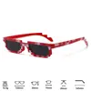 Óculos de Sol Mosaico Cat-Eye Comércio Exterior Transfronteiriço Pixel Quirky Bidimensional Óculos de Sol Quadrados Brancos Proteção Uv400