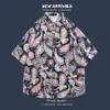Camisa Floral de Manga Corta para Hombre Verano Nuevo Holgada Delgada Hawaiana Playa Floral Camisa Floral de Manga Corta para Pareja