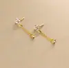 Brincos de Franja Flor de Lis de Quatro Folhas Zircônia Transfronteiriços Novos para Mulheres Moda Francesa Brincos de Luxo Leve Temperamento Versátil Brincos Diários