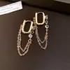 Brincos de corrente com franja oval de zircônia com design moderno, únicos e requintados, brincos versáteis para atacado