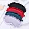 Máscara de Ojos Negra con Borde Fruncido Venta al por Mayor Viaje Sueño Seda Artificial Máscara de Ojos Siesta Dormitorio Chicas Estilo Fresco Máscara de Ojos
