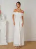 Vestido Bandeau de Malla con Encaje Estilo Europeo Nuevo Color Sólido Ajustado Sin Espalda