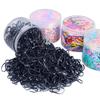 Banda de goma desechable enlatada de estilo coreano para el cabello de alta elasticidad para niños, banda de goma pequeña negra, cuerda para atar el cabello de bebé en caja