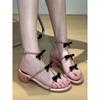 Sandalias de Tacón Grueso de Estilo Casual Diario, Nuevo Estilo de Verano con Falda, Lazo de Punta Abierta, Suela Suave, Sandalias Romanas que No Cansan