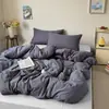 Estilo INS color sólido algodón puro algodón lavado artículo individual funda de edredón funda de edredón 100% algodón juego de tres piezas estudiante doble juego de tres piezas ropa de cama
