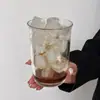 Vaso de Vidrio Transparente, Vaso Retro para Café y Jugo, Vaso de Boca Ancha de Nicho de Alto Valor Estético Estilo Ins, Vaso Rayado para Cold Brew