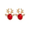 Pendientes de la Nueva Serie Navideña Europea y Americana, Moda, Diseño Creativo, Goteo de Aceite, Diamante, Árbol de Navidad, Reno, Copo de Nieve