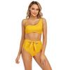 Traje de baño Femenino Sexy Tirantes Dividido Traje de baño Europeo y Americano Cintura Alta Tirantes Bikini Espalda Descubierta Traje de baño Venta al por mayor